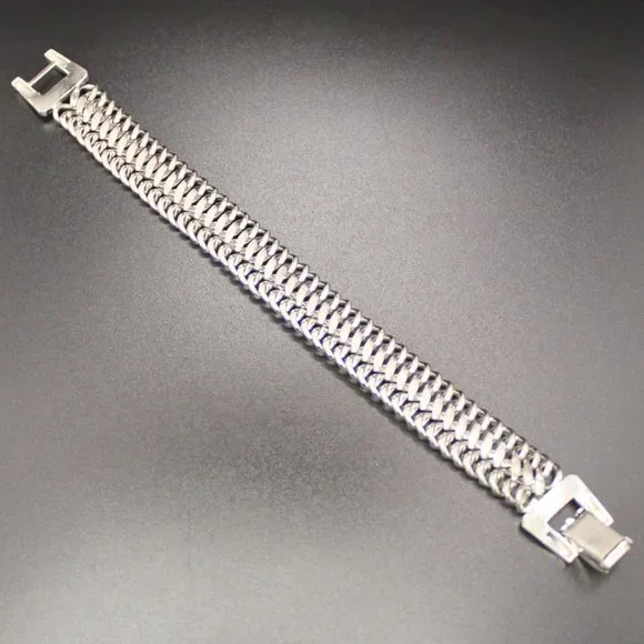 Vintage Signed CORO PEGASUS Thick Link Bracelet Silver Tone 7.5" Long 1950s - Picture 12 of 15